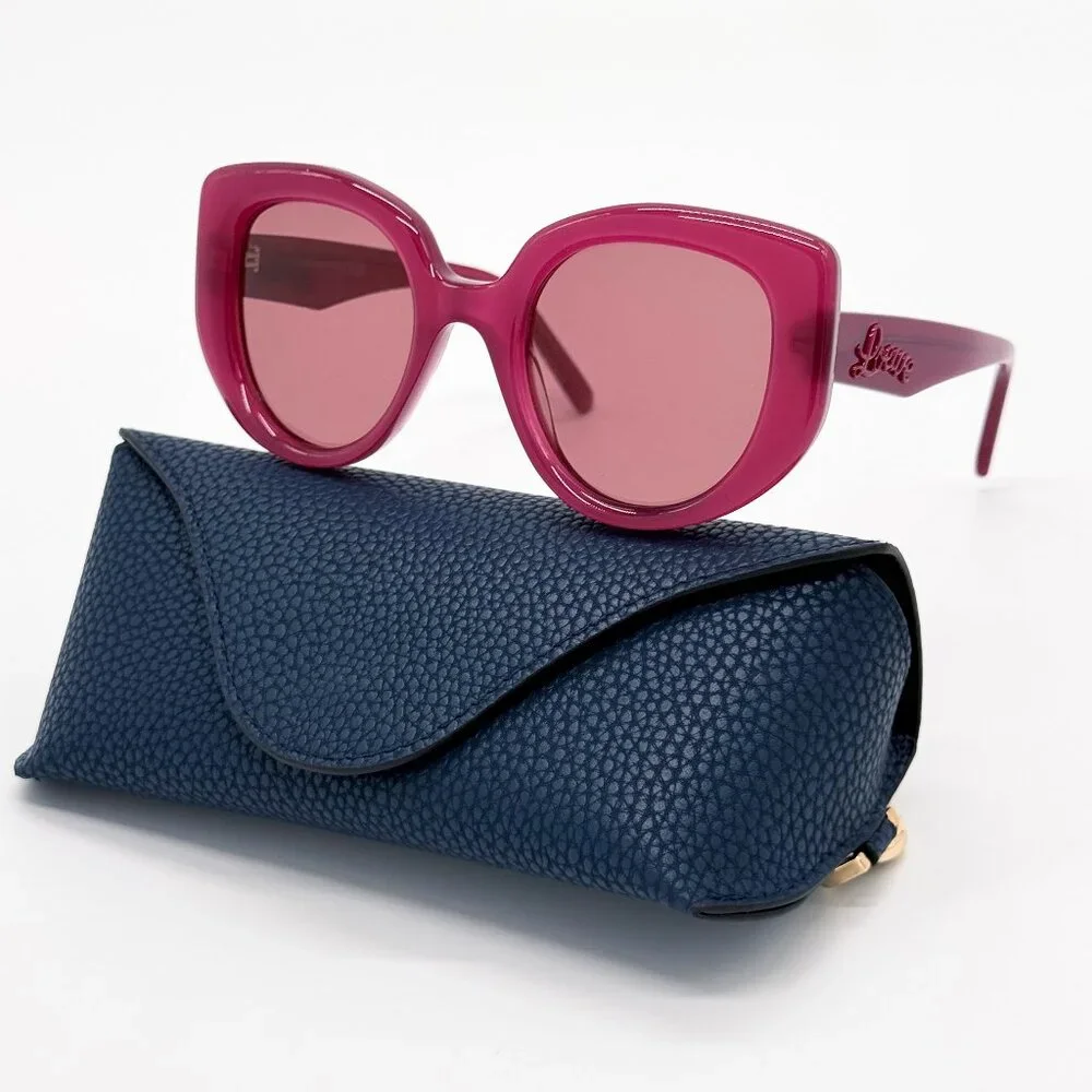 NEW LOEWE LW40100I 75Y SUNGLASSES WOMEN PINK ROUND - Picture 2 of 9